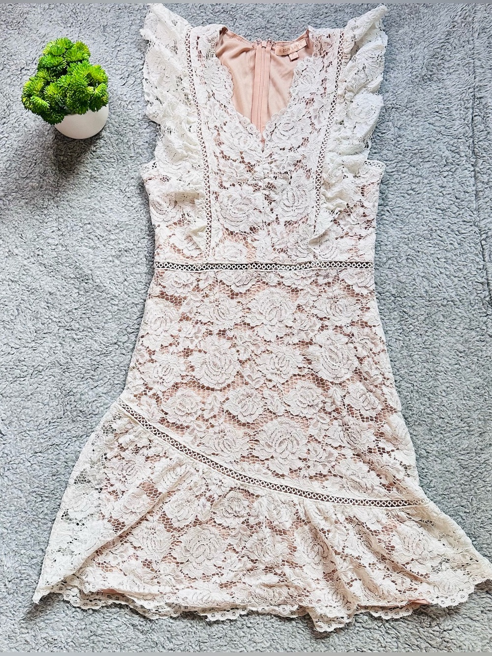 Romantic Cottagecore Lace Ruffle Mini Dress 🤍Feminine Coquette Rose 🌹